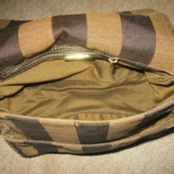 ❤️Authentic FENDI Pequin Flap Canvas Leather Shoulder CrossBody Bag Purse - Picture 6 of 14